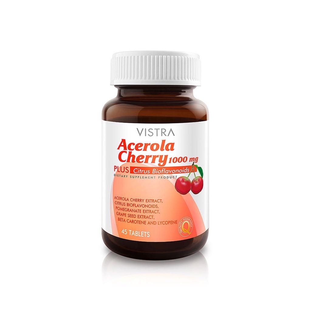 VISTRA Acerola Cherry อะเซโรร่า เชอรี่ 1000 mg. (45 Tablets) LINE