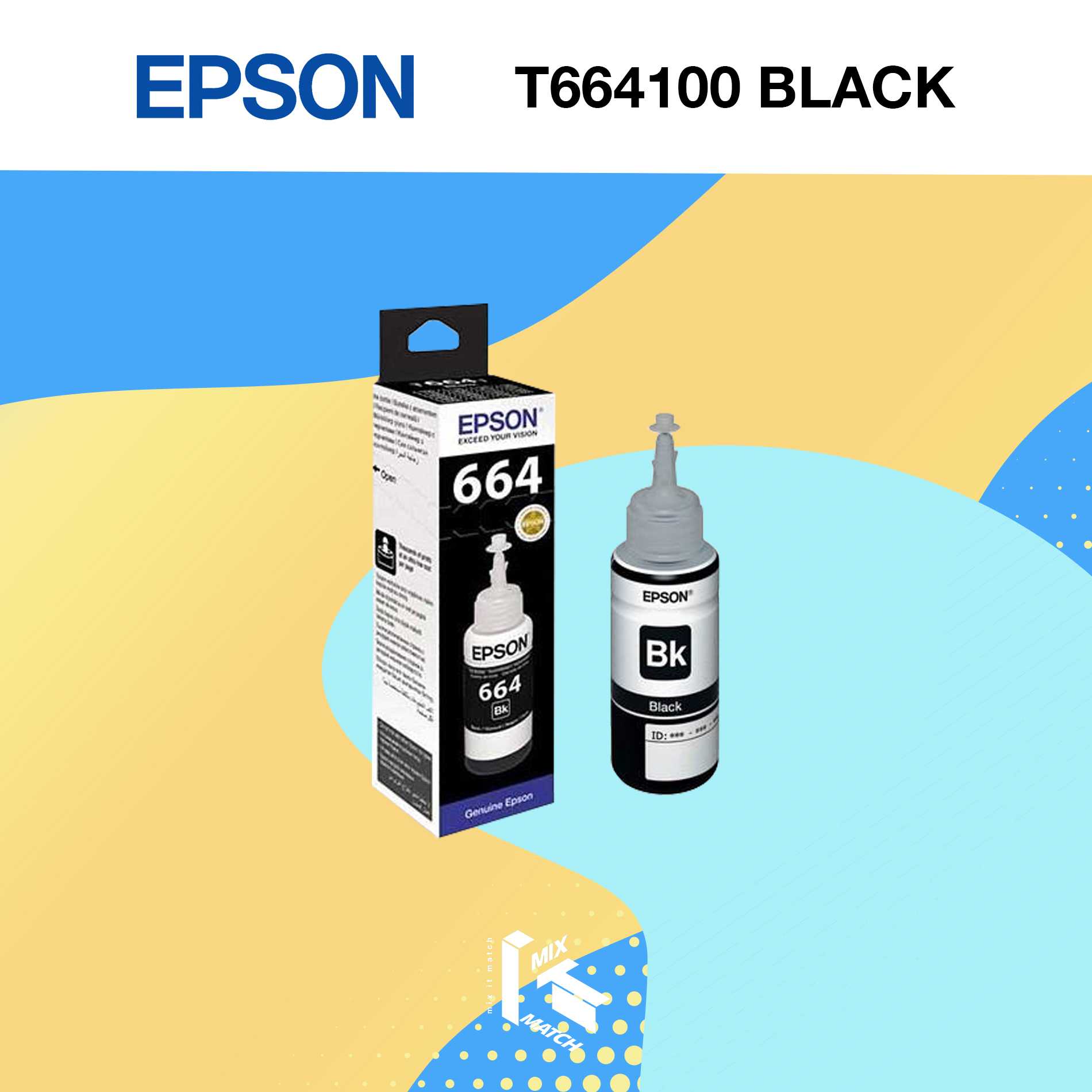 EPSON T6641 INK BOTTLE T664100 Black (หมึกเติม EPSON T6641 สีดำ