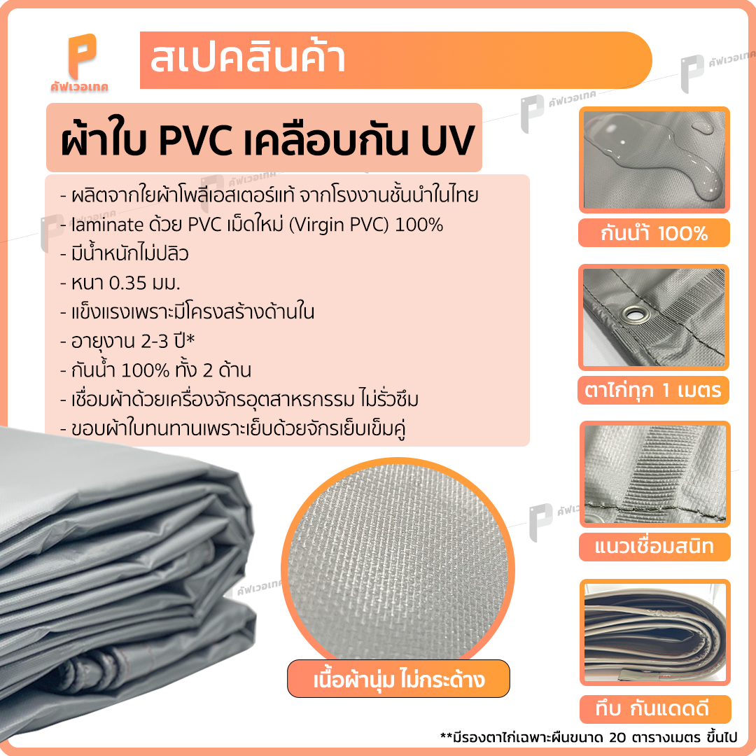 ผ้าใบเคลือบกันUV รุ่น Standard ตาไก่ทุกเมตร ผ้าใบกันแดด ผ้าใบกันฝน ...