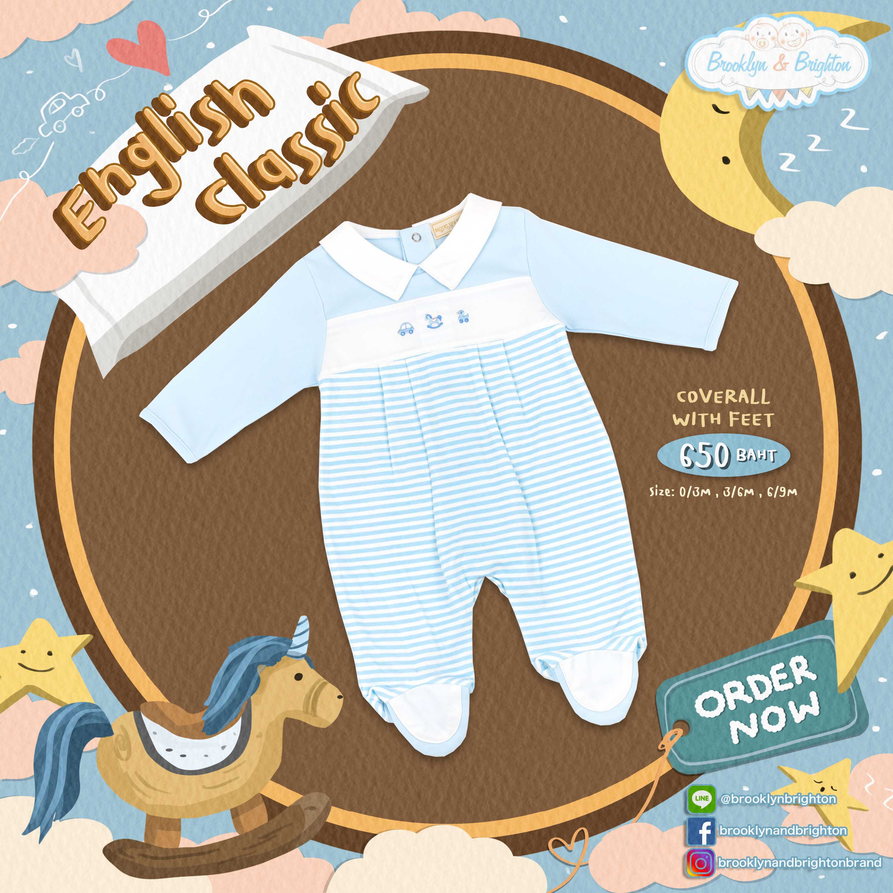 English Classic Coverall with Feet (Blue) LINE SHOPPING