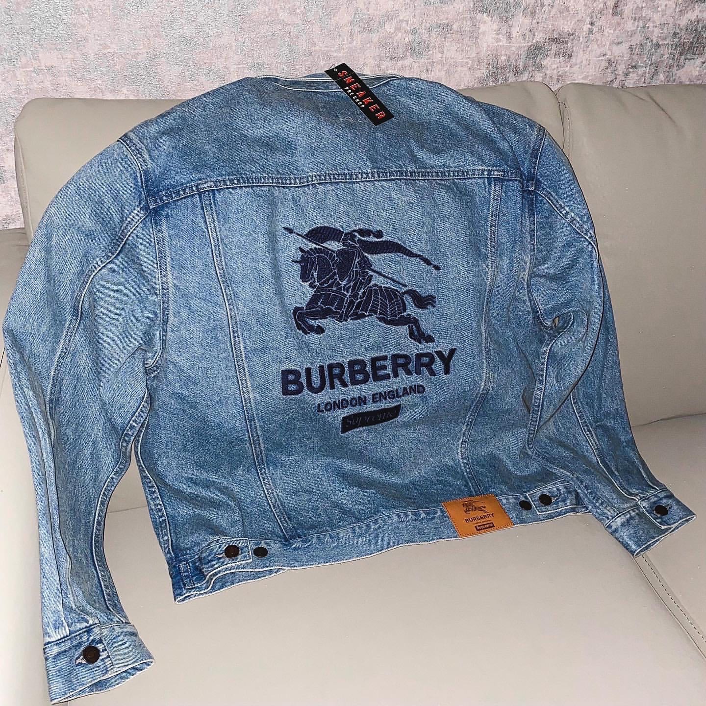Supreme x Burberry Denim Trucker Jacket Washed Blue LINE SHOPPING