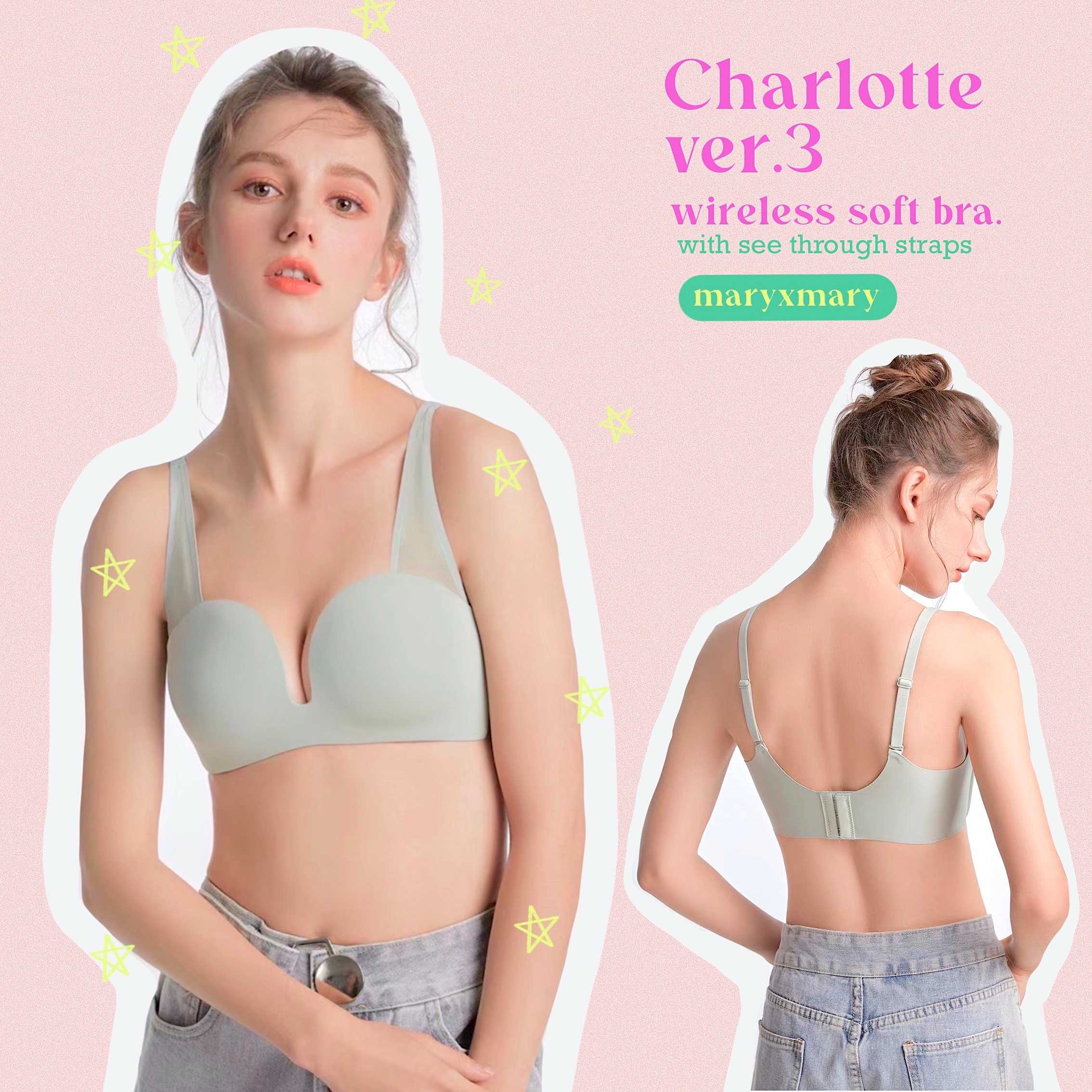 CHARLOTTE VER.3 ♡ (bra.) wireless soft bra with see through straps