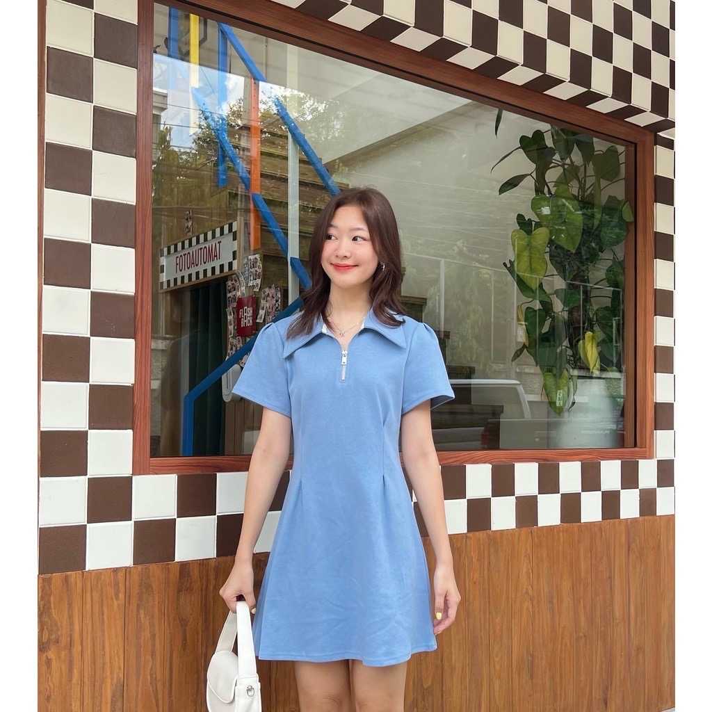 chuuchop_พร้อมส่ง(C7847) 🥣🧈Peanut butter dress ชุดเดรสสั้นคอปก มี3สี