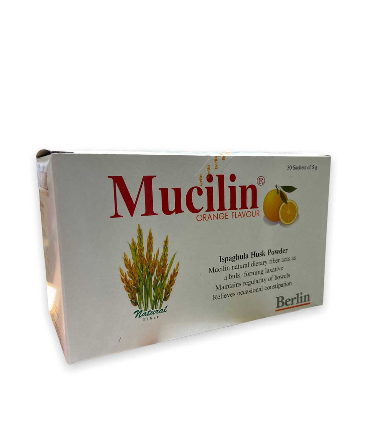 MUCILIN ORANGE FLAVOUR POWDER 5 G กล่อง 30ซอง มูซิลินไฟเบอร์กล่อง30ซอง