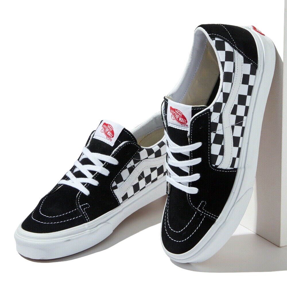 Vans Sk8Low Checkerboard Canvas/Suede Black/True White Size ถามแอดมิ