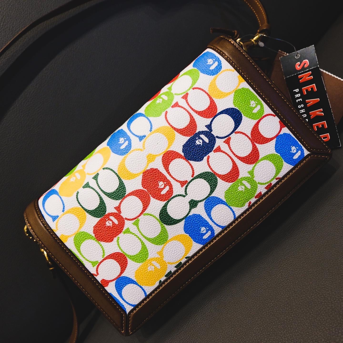 Coach x Bape Riley Crossbody Signature Canvas With Ape Head MultiColor