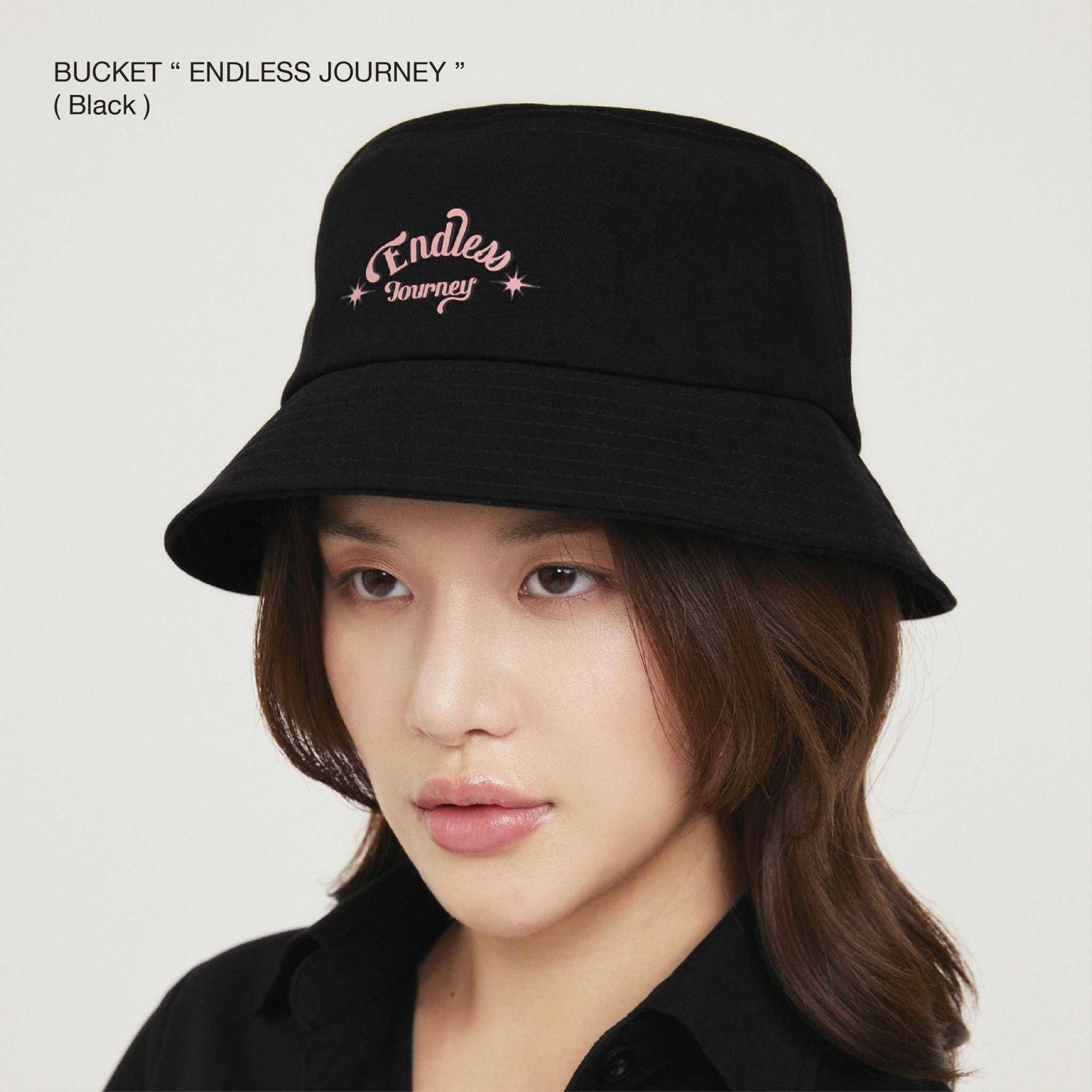Black Bucket Hat `ENDLESS JOURNEY` LINE SHOPPING