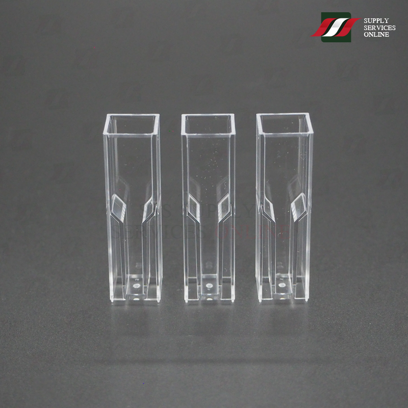 Semi Micro Cuvette 1.5ml. คิวเวต เนื้อ PS ขนาด 1.5มล.100 ชิ้น / 1 กล่อง