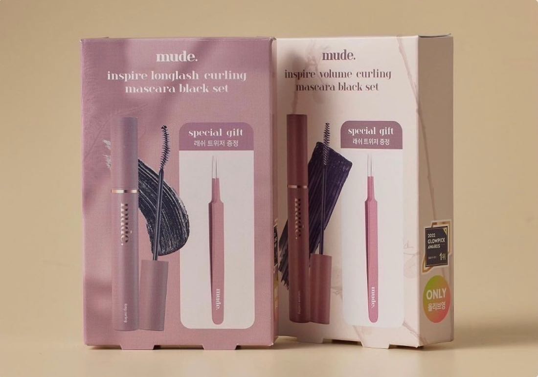 mude Long Lash Curling Black Mascara +Tweezer Set LINE SHOPPING