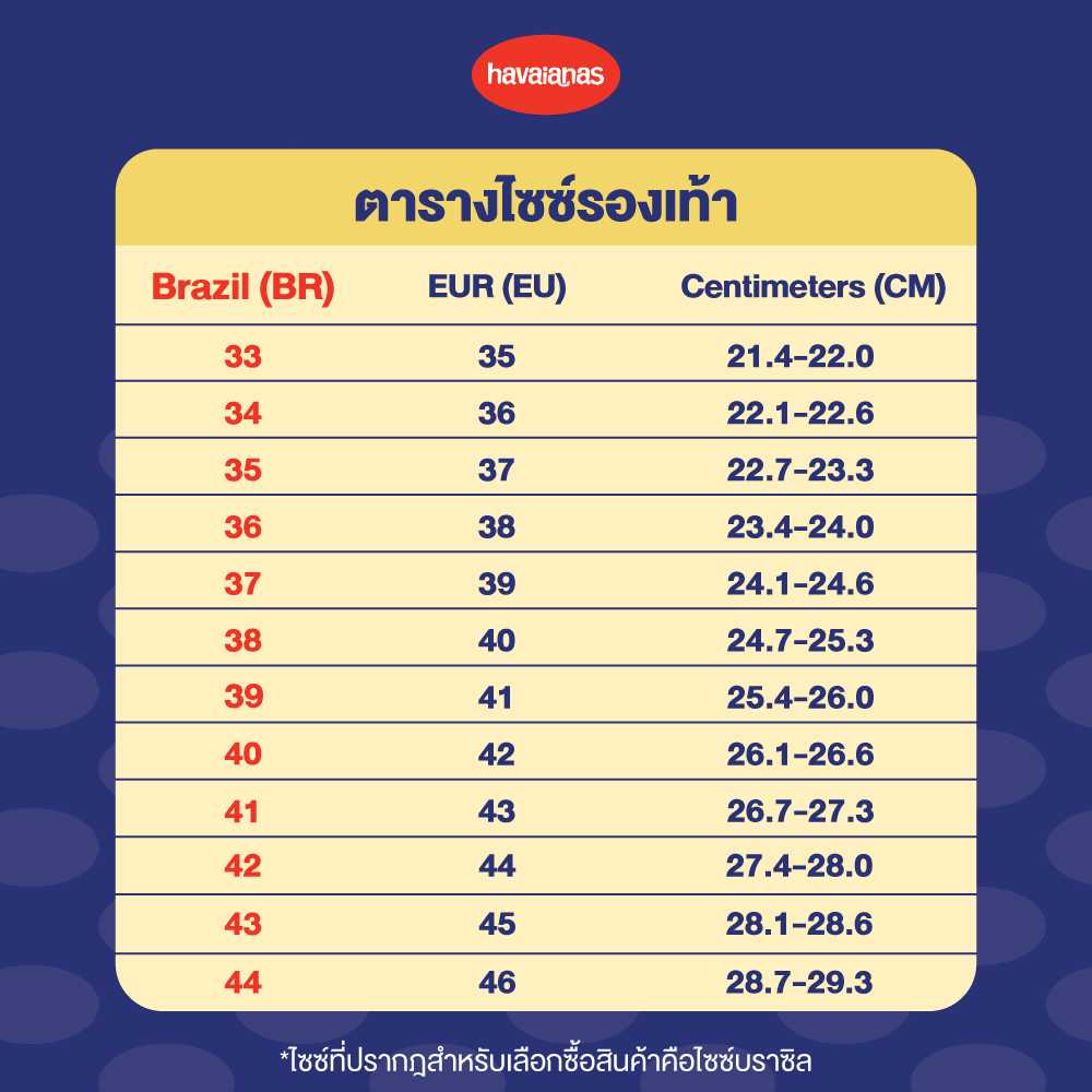 Havaianas conversion sale chart