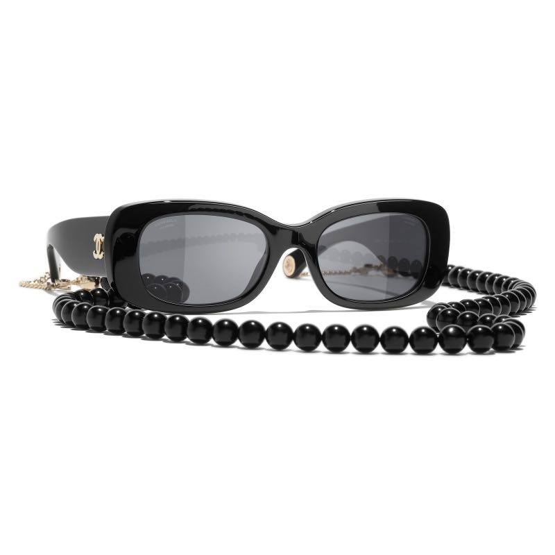 chanel round sunglasses with chain