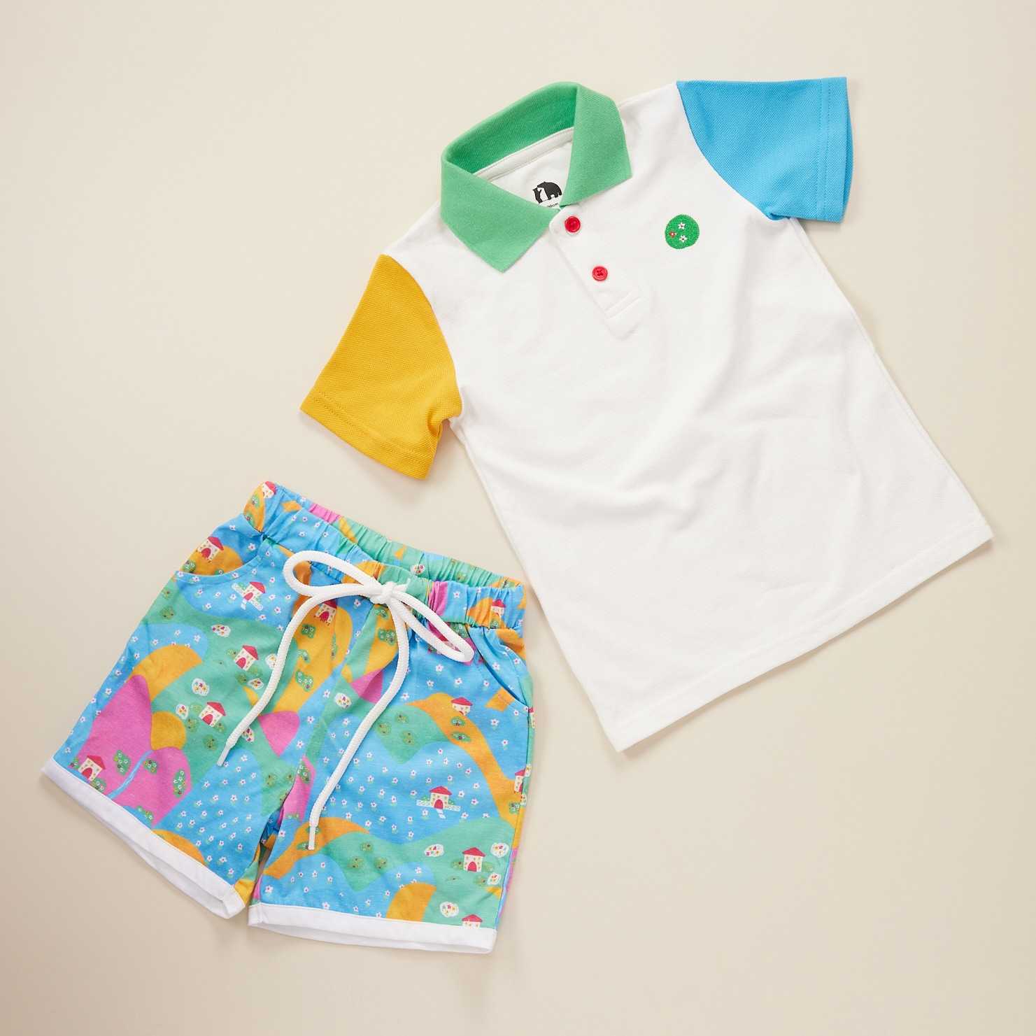 Colorful Mountain Polo Shirt & Shorts Set LINE SHOPPING