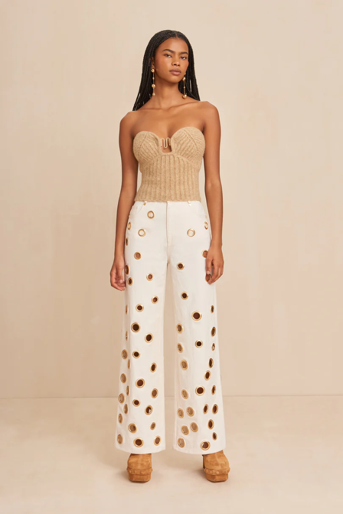 Cult Gaia ELLISON KNIT TOP CHAMPAGNE MELANGE LINE SHOPPING