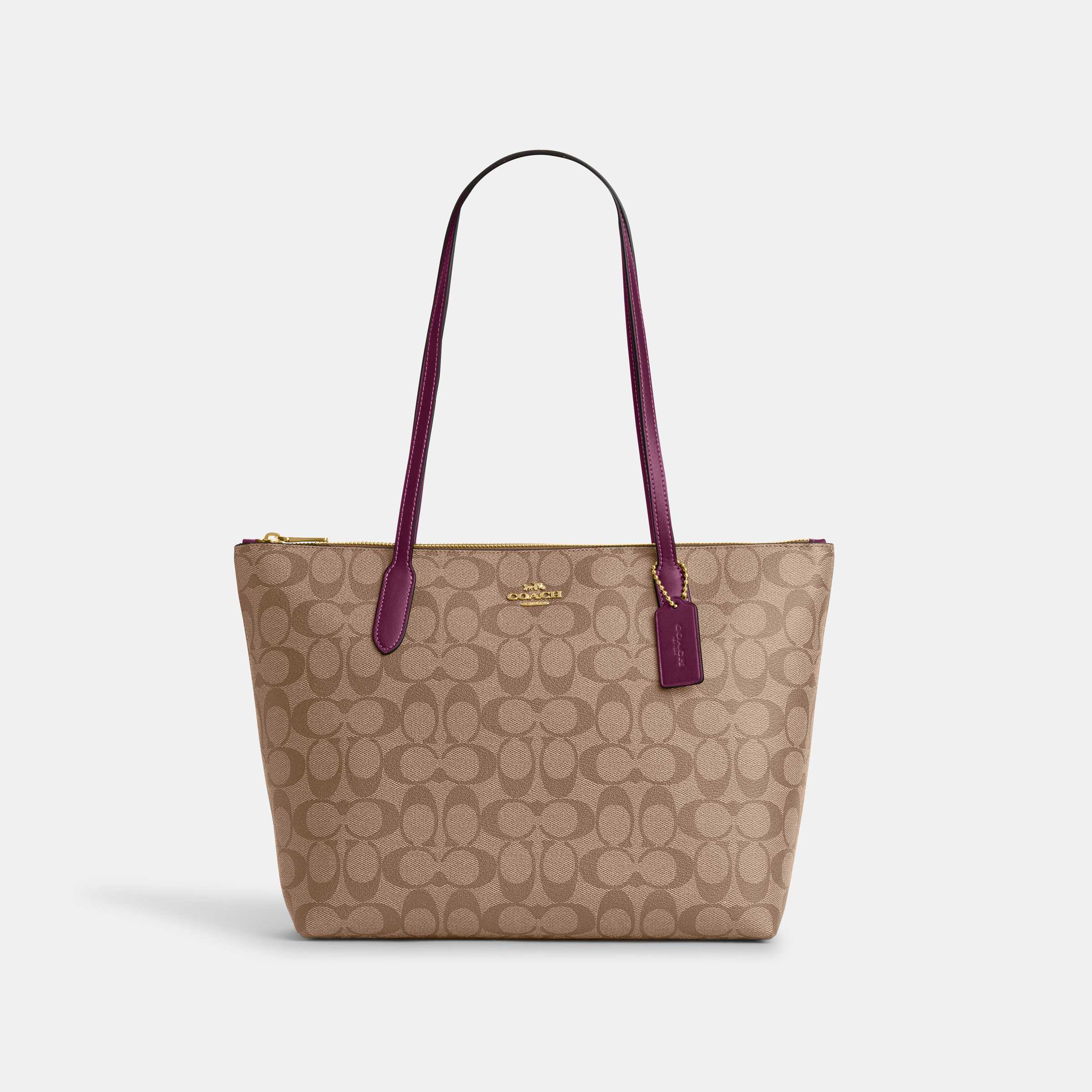 COACH ZIP TOP TOTE IN SIGNATURE CANVAS 4455 IMRSF LINE SHOPPING