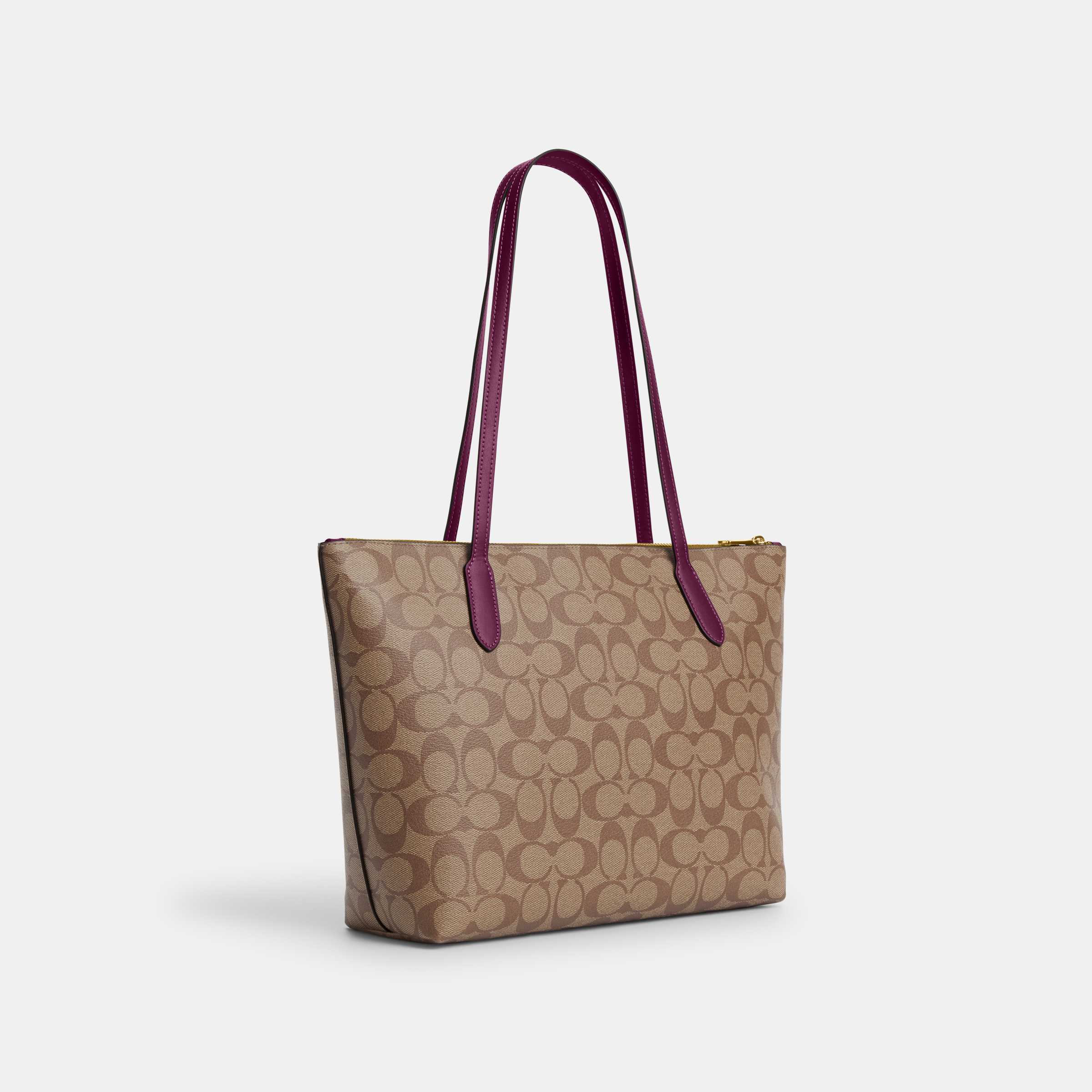 COACH ZIP TOP TOTE IN SIGNATURE CANVAS 4455 IMRSF LINE SHOPPING