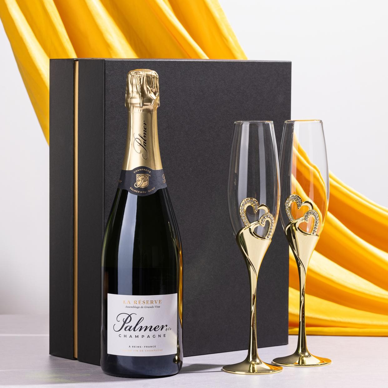 シャンパンセット パルメ ブリュット レゼルヴ 正規品 シャンパングラス ギフトセット 浜運 【送料無料】
